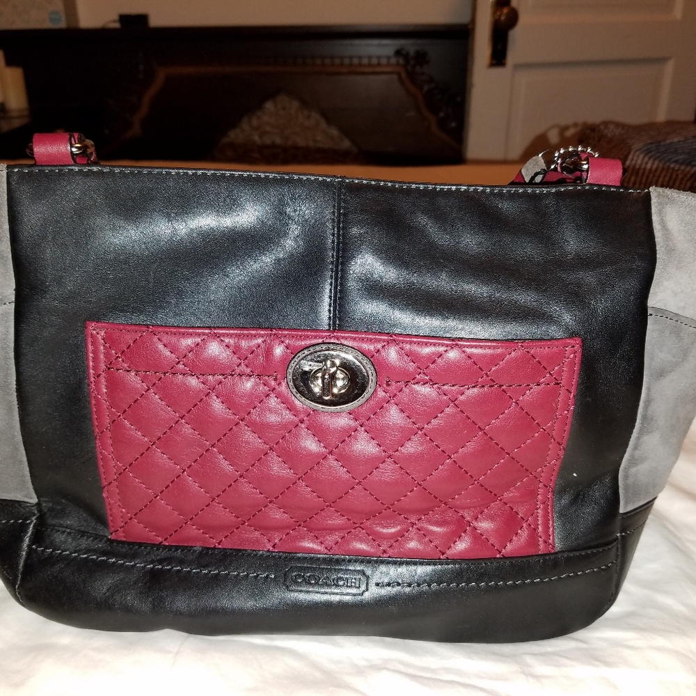 Coach turquoise patent leather totes bag